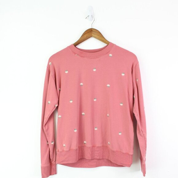 Summersalt The Softest French Terry Relaxed Crew Sweater Rose Size XS Embroidery - Picture 1 of 6